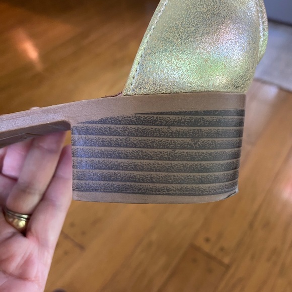 Gold and Brown Minimalist Sandals with Ankle Strap - Picture 3 of 5